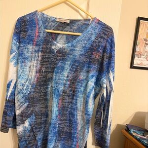 Blue and White Women's Top